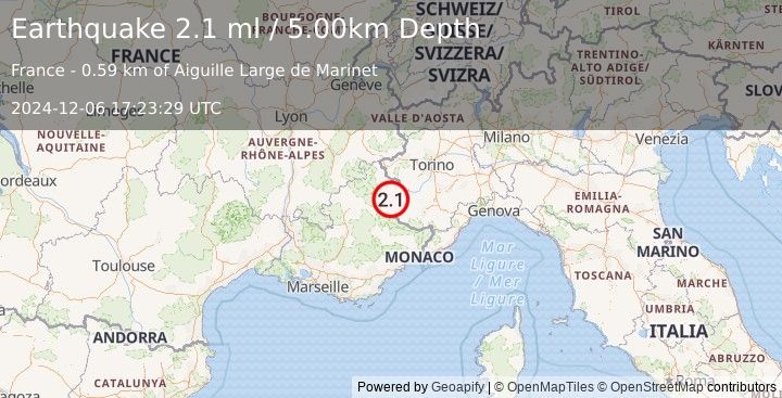 Earthquake FRANCE (2.1 ml) (2024-12-06 17:23:29 UTC)