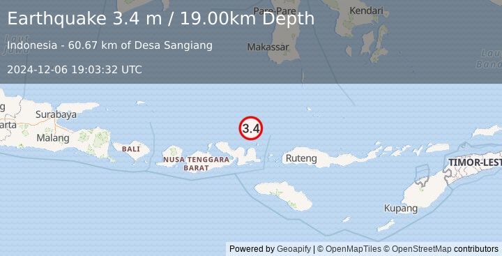 Earthquake FLORES SEA (3.4 m) (2024-12-06 19:03:32 UTC)