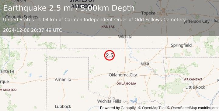 Earthquake OKLAHOMA (2.5 ml) (2024-12-06 20:37:49 UTC)