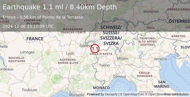 Earthquake FRANCE (1.1 ml) (2024-12-06 23:10:09 UTC)