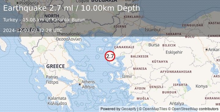 Earthquake AEGEAN SEA (2.7 ml) (2024-12-07 09:32:28 UTC)