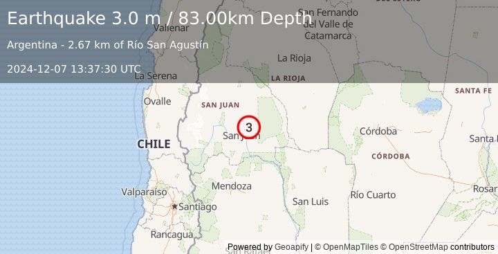 Earthquake SAN JUAN, ARGENTINA (3.0 m) (2024-12-07 13:37:30 UTC)