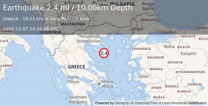 Earthquake AEGEAN SEA (2.4 ml) (2024-12-07 14:26:49 UTC)