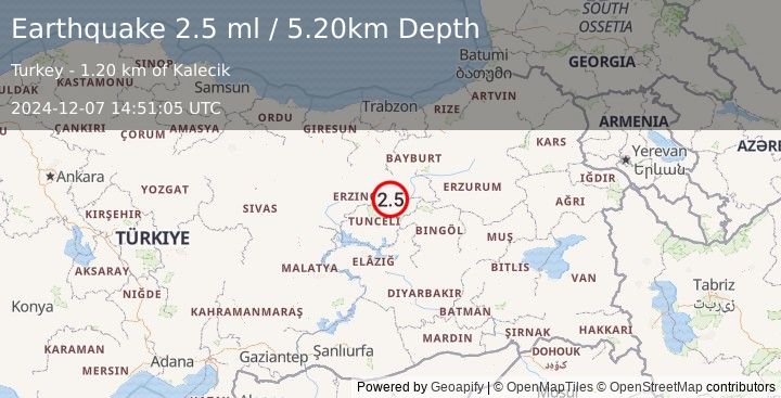 Earthquake EASTERN TURKEY (2.5 ml) (2024-12-07 14:51:05 UTC)