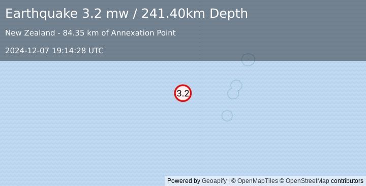 Earthquake KERMADEC ISLANDS REGION (3.2 mw) (2024-12-07 19:14:28 UTC)