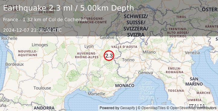 Earthquake FRANCE (2.3 ml) (2024-12-07 23:38:00 UTC)