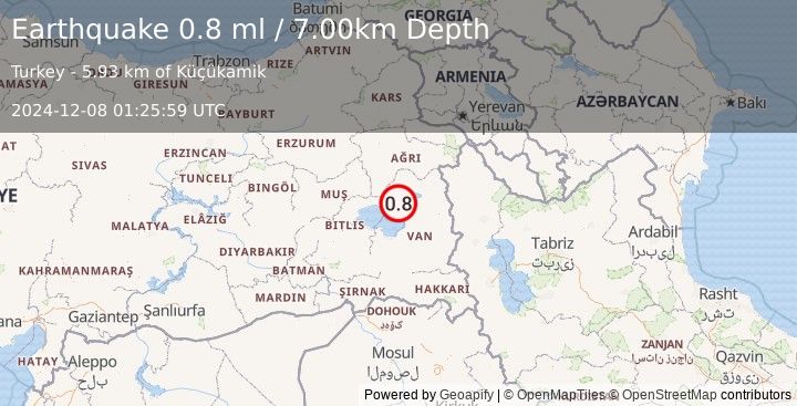 Earthquake EASTERN TURKEY (0.8 ml) (2024-12-08 01:25:59 UTC)