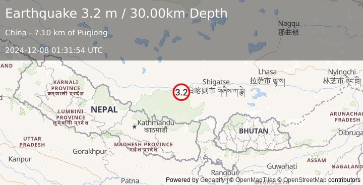 Earthquake WESTERN XIZANG (3.2 m) (2024-12-08 01:31:54 UTC)