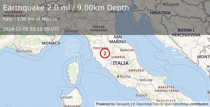 Earthquake CENTRAL ITALY (2.0 ml) (2024-12-08 03:12:09 UTC)