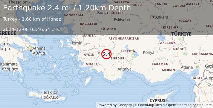 Earthquake WESTERN TURKEY (2.4 ml) (2024-12-08 03:46:54 UTC)