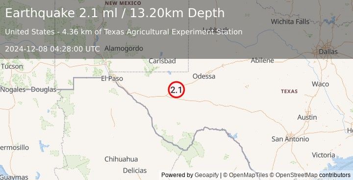 Earthquake WESTERN TEXAS (2.1 ml) (2024-12-08 04:28:00 UTC)