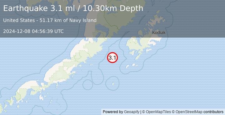 Earthquake ALASKA PENINSULA (3.1 ml) (2024-12-08 04:56:39 UTC)