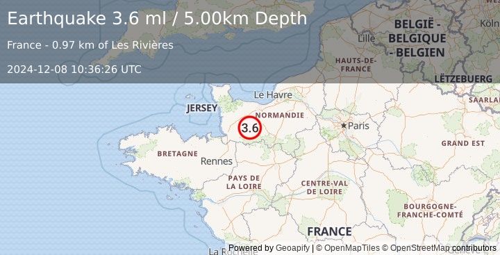 Earthquake FRANCE (3.6 ml) (2024-12-08 10:36:26 UTC)