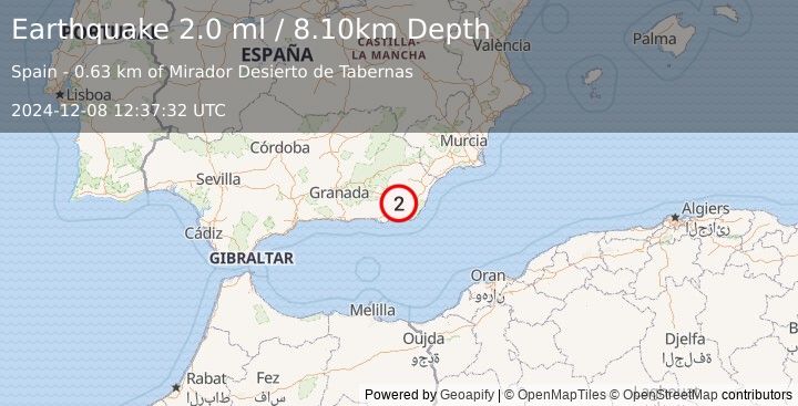 Earthquake SPAIN (1.5 ml) (2024-12-08 12:38:10 UTC)