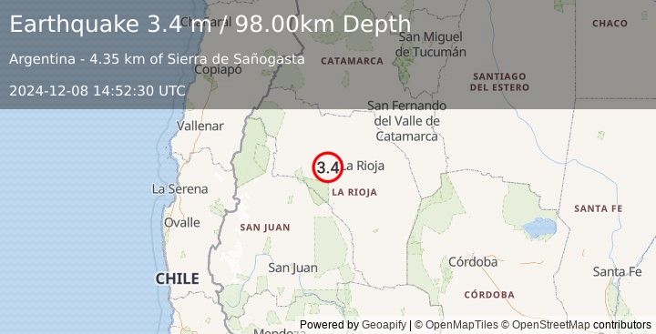 Earthquake LA RIOJA, ARGENTINA (3.4 m) (2024-12-08 14:52:30 UTC)