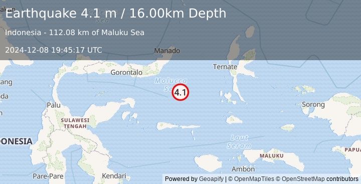 Earthquake MOLUCCA SEA (4.1 m) (2024-12-08 19:45:17 UTC)