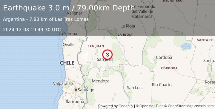 Earthquake SAN JUAN, ARGENTINA (3.0 m) (2024-12-08 19:49:30 UTC)