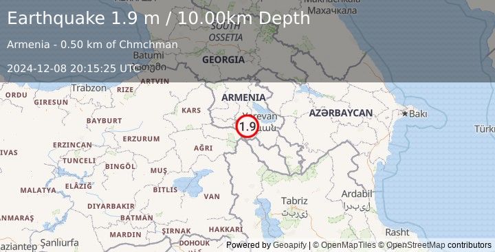 Earthquake ARMENIA (1.9 m) (2024-12-08 20:15:25 UTC)