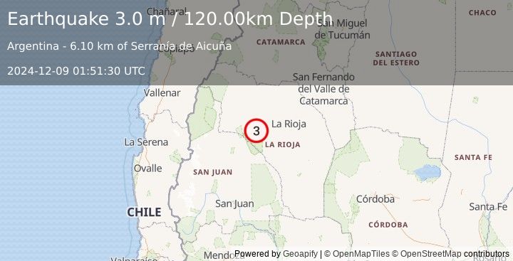 Earthquake LA RIOJA, ARGENTINA (3.0 m) (2024-12-09 01:51:30 UTC)