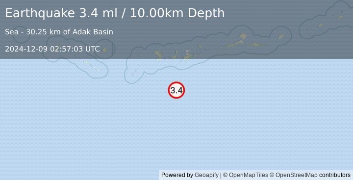 Earthquake ANDREANOF ISLANDS, ALEUTIAN IS. (3.4 ml) (2024-12-09 02:57:03 UTC)