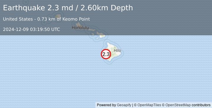 Earthquake ISLAND OF HAWAII, HAWAII (2.3 md) (2024-12-09 03:19:50 UTC)