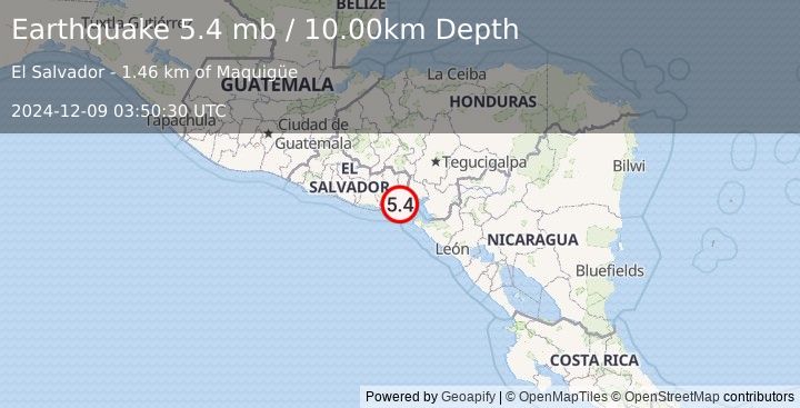 Earthquake EL SALVADOR (5.6 mw) (2024-12-09 03:50:29 UTC)