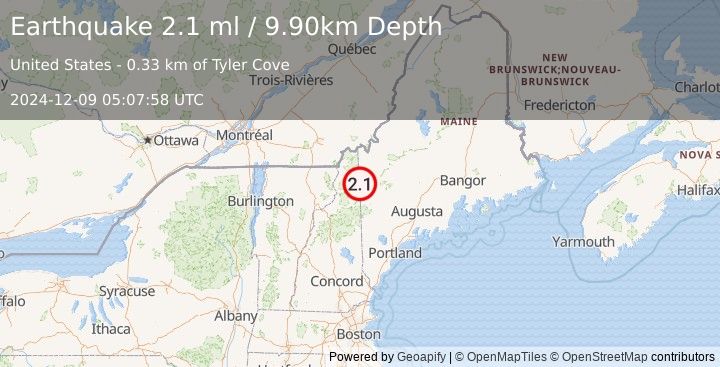 Earthquake MAINE (2.1 ml) (2024-12-09 05:07:58 UTC)