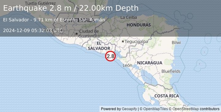 Earthquake EL SALVADOR (2.7 m) (2024-12-09 05:32:01 UTC)