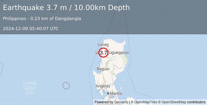 Earthquake LUZON, PHILIPPINES (3.7 m) (2024-12-09 05:40:07 UTC)