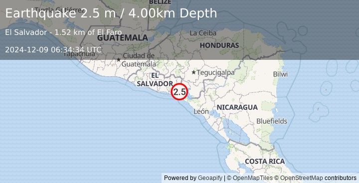 Earthquake EL SALVADOR (2.5 m) (2024-12-09 06:34:34 UTC)