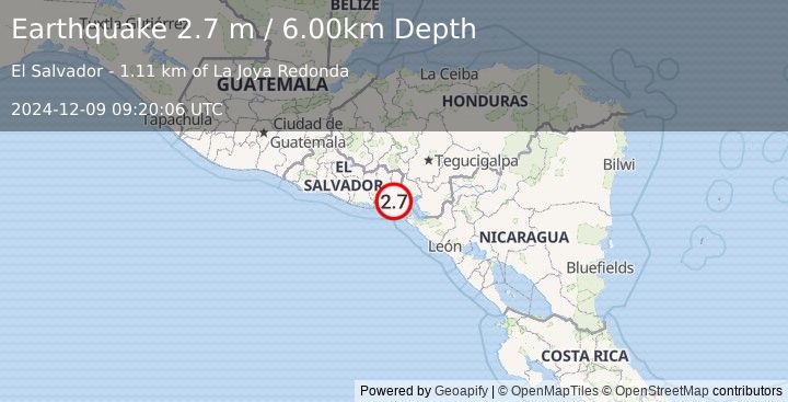 Earthquake EL SALVADOR (2.7 m) (2024-12-09 09:20:06 UTC)