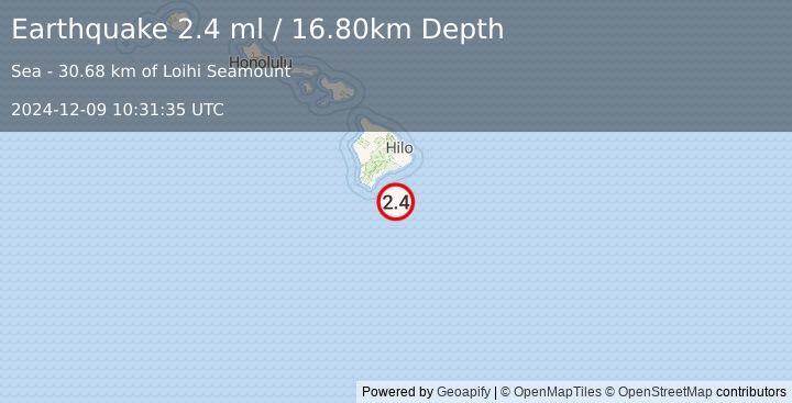 Earthquake HAWAII REGION, HAWAII (2.4 ml) (2024-12-09 10:31:35 UTC)