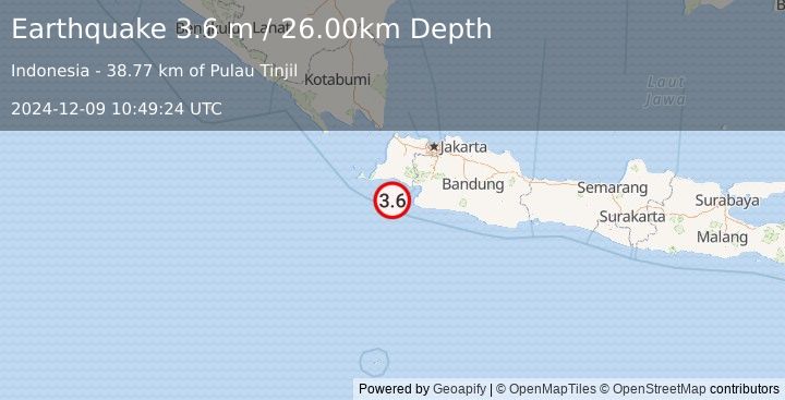 Earthquake JAVA, INDONESIA (3.6 m) (2024-12-09 10:49:24 UTC)