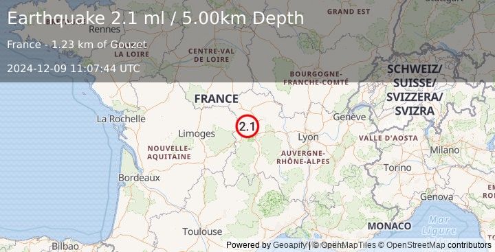 Earthquake FRANCE (2.1 ml) (2024-12-09 11:07:44 UTC)