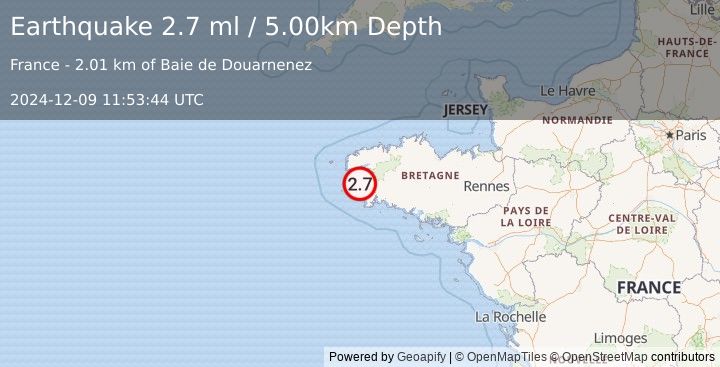 Earthquake FRANCE (2.7 ml) (2024-12-09 11:53:44 UTC)