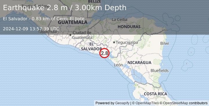 Earthquake EL SALVADOR (2.8 m) (2024-12-09 13:57:39 UTC)