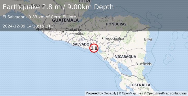 Earthquake EL SALVADOR (2.8 m) (2024-12-09 14:18:15 UTC)