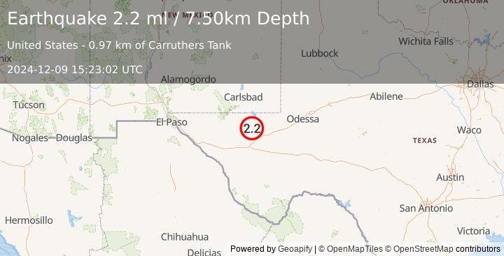 Earthquake WESTERN TEXAS (2.2 ml) (2024-12-09 15:23:02 UTC)