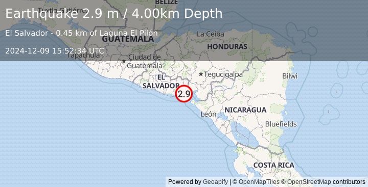 Earthquake EL SALVADOR (2.9 m) (2024-12-09 15:52:34 UTC)