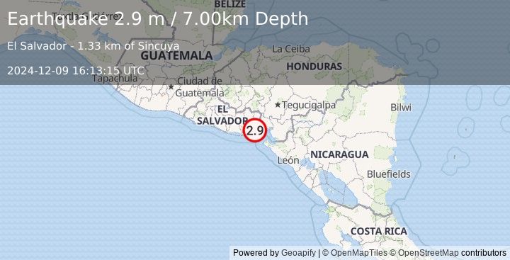 Earthquake EL SALVADOR (2.9 m) (2024-12-09 16:13:15 UTC)