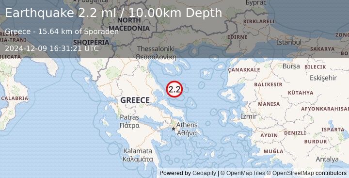 Earthquake AEGEAN SEA (2.2 ml) (2024-12-09 16:31:21 UTC)