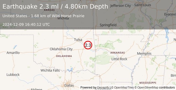 Earthquake OKLAHOMA (2.2 ml) (2024-12-09 16:40:10 UTC)