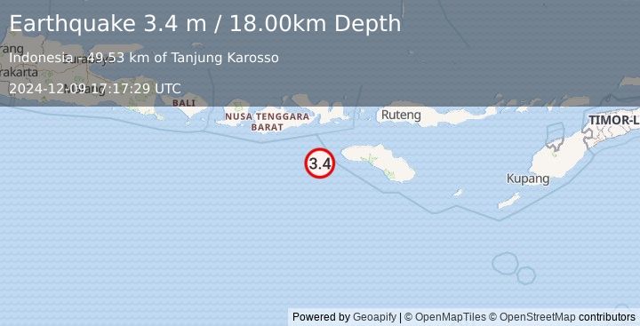 Earthquake SUMBAWA REGION, INDONESIA (3.4 m) (2024-12-09 17:17:29 UTC)