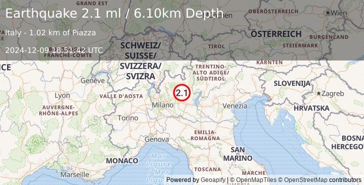 Earthquake NORTHERN ITALY (2.1 ml) (2024-12-09 18:51:42 UTC)