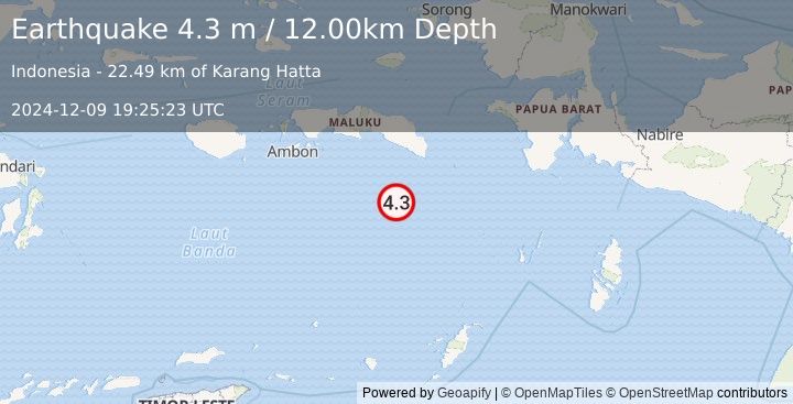 Earthquake BANDA SEA (4.3 m) (2024-12-09 19:25:23 UTC)