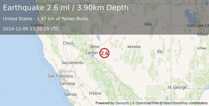 Earthquake NEVADA (2.6 ml) (2024-12-09 23:32:29 UTC)