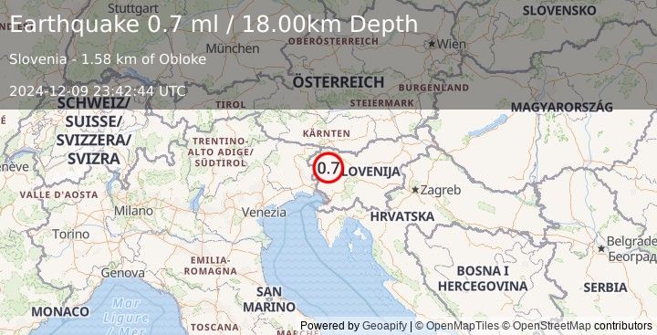 Earthquake SLOVENIA (0.7 ml) (2024-12-09 23:42:44 UTC)