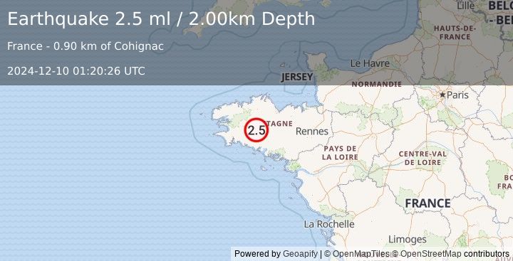 Earthquake FRANCE (2.5 ml) (2024-12-10 01:20:26 UTC)