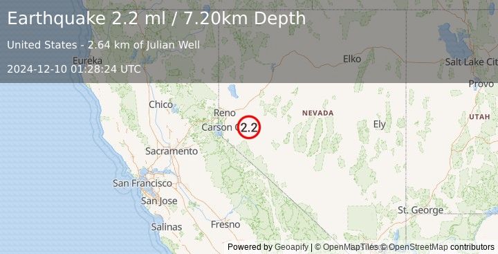 Earthquake NEVADA (2.2 ml) (2024-12-10 01:28:24 UTC)