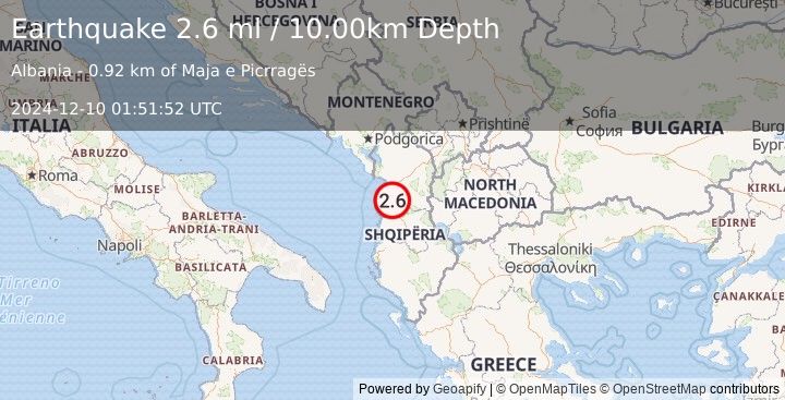 Earthquake ALBANIA (2.7 ml) (2024-12-10 01:51:52 UTC)